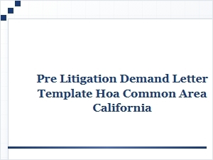 California Hoa Pre-Litigation Demand Letter Template